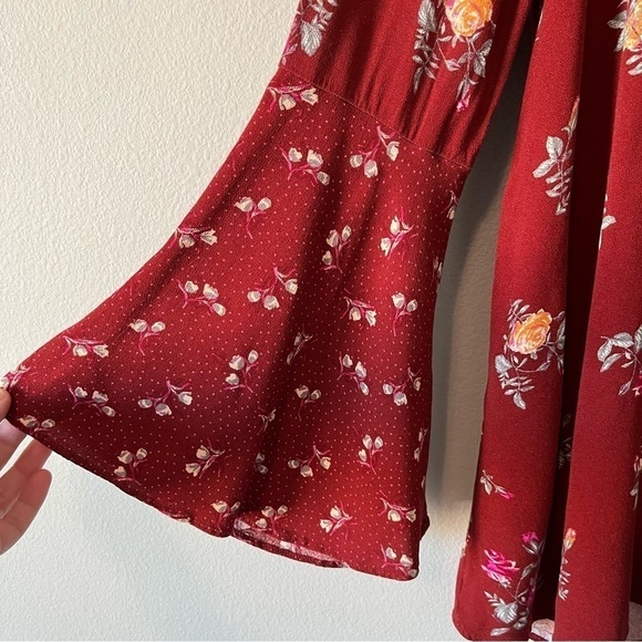Free People Tate Tunic / Mini Dress Burgundy Vintage Combo Floral Print Size XS - Picture 8 of 14